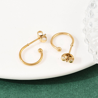 C-Shaped 304 Stainless Steel Stud Earrings EJEW-Z154-01G-01-1