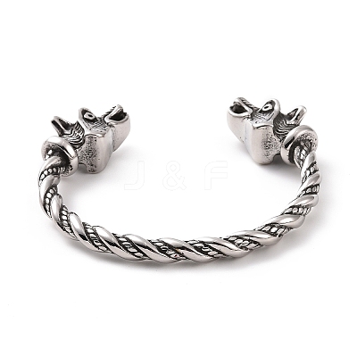 304 Stainless Steel Dragon Open Cuff Bangle for Men Women BJEW-M230-06AS-1