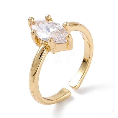 Brass Micro Pave Cubic Zirconia Cuff Rings RJEW-M138-15G-1