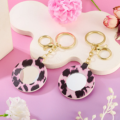 2Pcs PU Mirror Keychains KEYC-TADJ0001-05A-1