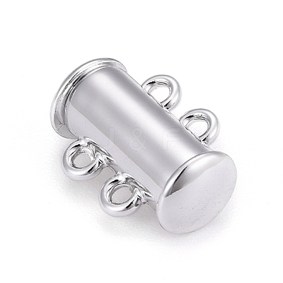 2-Strands 4-Holes Tube Brass Magnetic Slide Lock Clasps X-KK-D472-P-NF-1