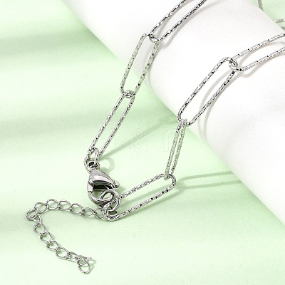 5MM 304 Stainless Steel Textured Paperclip Chain Necklaces for Women Men SA-CBA37BC-20P-1