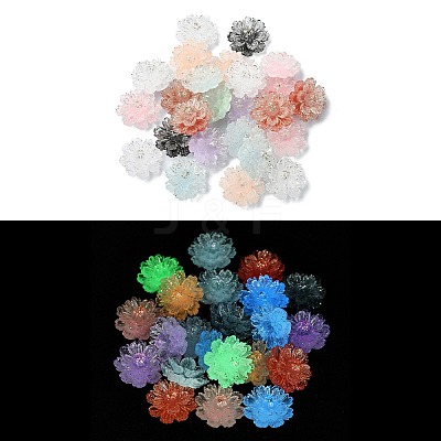 Flower Resin Cabochons with Golden Glitter Powder CRES-Q006-07A-1
