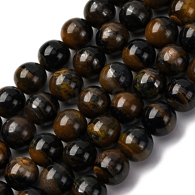 Dyed Natural Blue Tiger Iron Beads Strands G-G286-A02-10mm-1