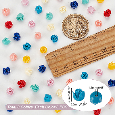 48pcs 8 colors Epoxy Resin Beads RESI-GA0001-28-1