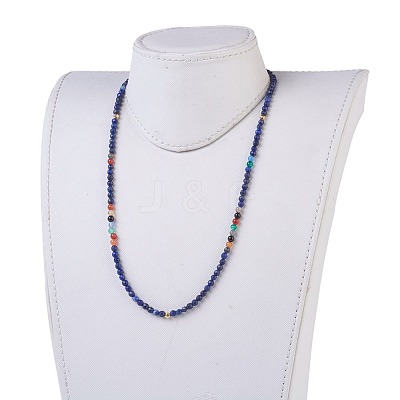 Natural Lapis Lazuli and Agate Beaded Necklaces NJEW-JN02241-1