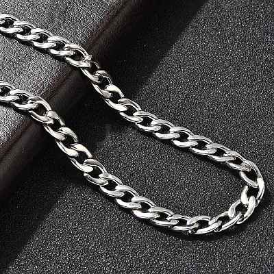 6MM 304 Stainless Steel Cuban Link Chain Necklaces for Women Men NJEW-B134-01C-P-1