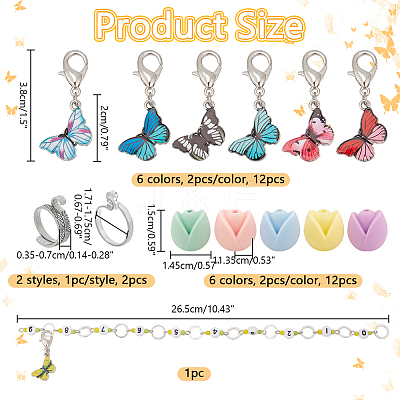 35Pcs Butterfly & Flower DIY Knitting Tool Sets HJEW-NB00055-1