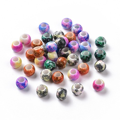 Spray Painted Opaque Acrylic European Beads ACRP-F002-03-1