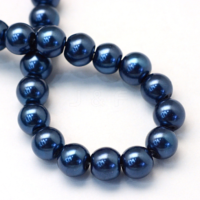 Baking Paint Pearlized Glass Pearl Round Bead Strands X-HY-Q003-6mm-15-1