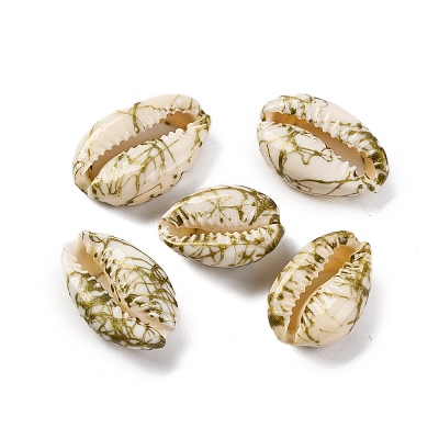 Spray Painted & Drawbench Cowrie Shell Beads SSHEL-M023-03D-1