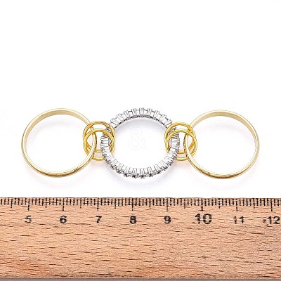 Brass Micro Pave Cubic Zirconia Finger Rings RJEW-D325-01PG-09-1