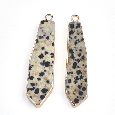 Electroplate Natural Dalmatian Jasper Pendants G-S344-24E-1
