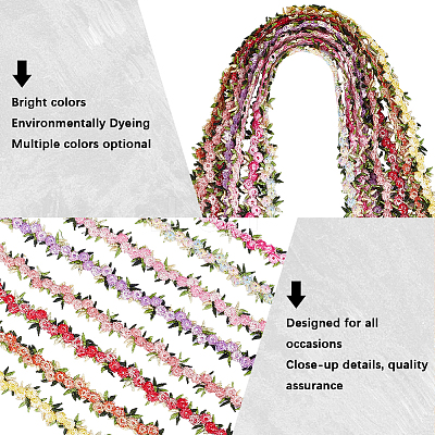 15 Yards Flower Polyester Embroidery Lace Ribbon OCOR-WH0070-77B-1