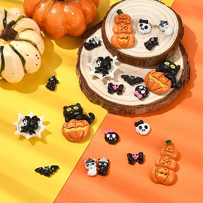20Pcs 10 Styles Halloween Opaque Resin Cabochons CRES-YW0002-58-1