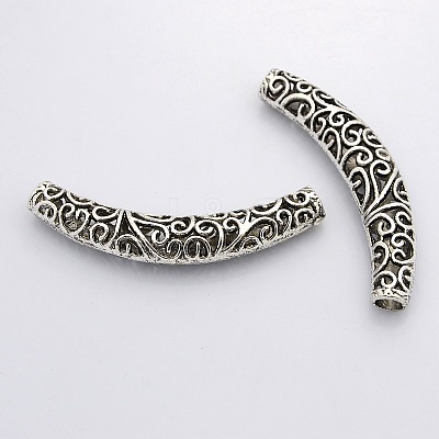 Tibetan Style Alloy Hollow Curved Tube Beads X-TIBEB-S002-AS-NR-1