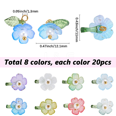 160Pcs 8 Colors Transparent Acrylic Pendants FIND-SC0021-53-1