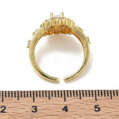 Brass Micro Pave Cubic Zirconia Cuff Open Rings RJEW-C163-19G-1