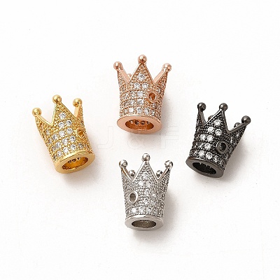 Rack Plating Brass Micro Pave Cubic Zirconia Beads ZIRC-C043-01-1
