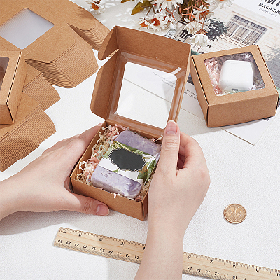 Foldable Creative Kraft Paper Mailer Boxes with Visible Window LS-CON-WH0113-08B-02-1