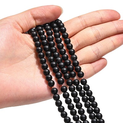 Synthetic Black Stone Beads Strands X-G-G508-6MM-1