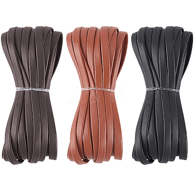 3Pcs 3 Colors Flat PU Leather Cord OCOR-CL0001-15A-1