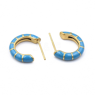 Enamel C-shape Stud Earrings EJEW-N052-05A-1