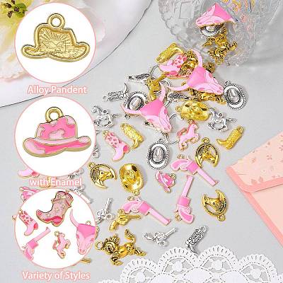 60Pcs 15 Styles West Cowboy Alloy Pendants FIND-SZ0019-69-1