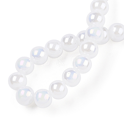 Electroplate Imitation Jade Glass Beads Strands GLAA-T032-J8mm-AB01-1