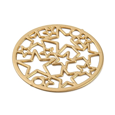 Rack Plating Brass Hollow Out Star Connector Charms KKC-D001-18KCG-1