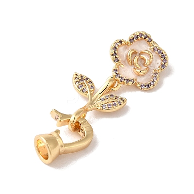 Brass Micro Pave Cubic Zirconia Fold Over Clasps KK-B098-05G-03-1