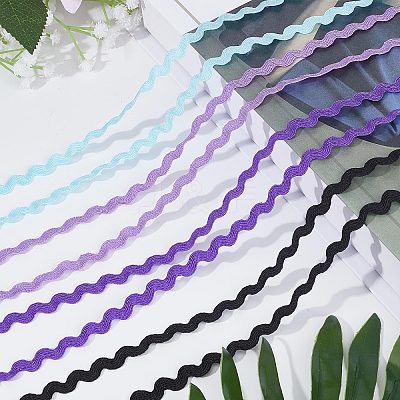 4 Strands 4 Colors Polyester Wave Bending Fringe Trim OCOR-GF0002-43B-1