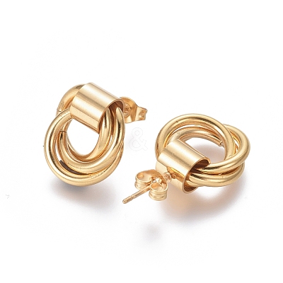 304 Stainless Steel Stud Earrings EJEW-L241-03G-1
