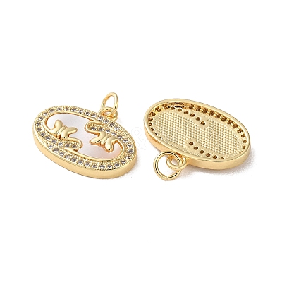 Brass Micro Pave Clear Cubic Zirconia Pendants KK-B083-20G-04-1