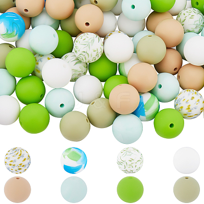 8 Styles Silicone Focal Beads SIL-SC0002-21-1