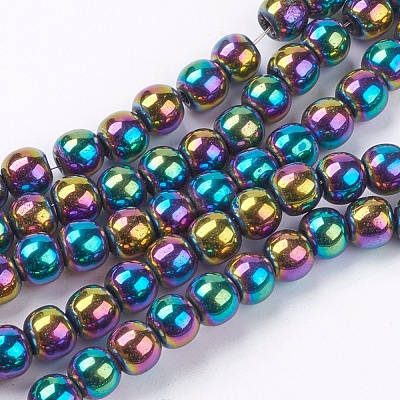 Non-magnetic Synthetic Hematite Beads Strands G-S096-6mm-5-1