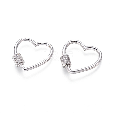 Brass Micro Pave Cubic Zirconia Screw Carabiner Lock Charms ZIRC-I031-12P-1