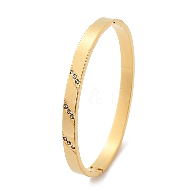 304 Stainless Steel Rhinestone Bangles for Women BJEW-Z092-16G-1