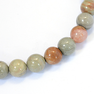 Natural Silver Leaf Jasper Round Bead Strands G-E334-8mm-04-1