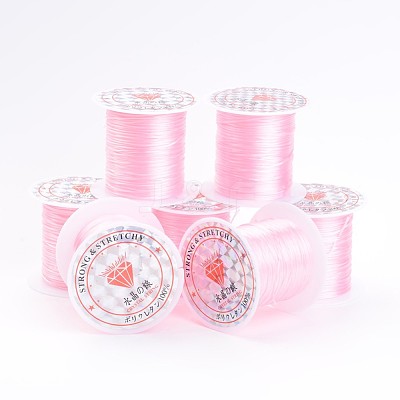 Pearl Pink Stretch Elastic Beading Wire String X-EW-S002-20-1