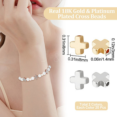 40Pcs 2 Colors Brass Beads KK-BBC0007-64-1