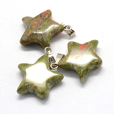 Star Natural Unakite Pendants G-Q367-15-1