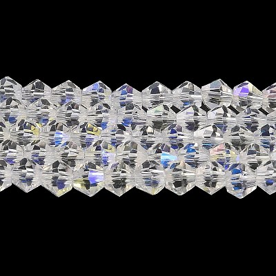 Transparent Electroplate Glass Beads Strands EGLA-A039-T6mm-L13-1