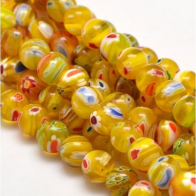 Round Millefiori Glass Beads Strands X-LK-P002-22-1