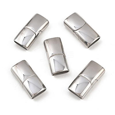 Tarnish Resistant Smooth 304 Stainless Steel Magnetic Clasps with Glue-in Ends STAS-E055-10-1