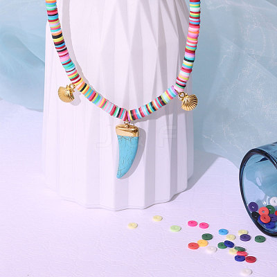 Flat Round Handmade Polymer Clay Beads CLAY-R067-8.0mm-18-1