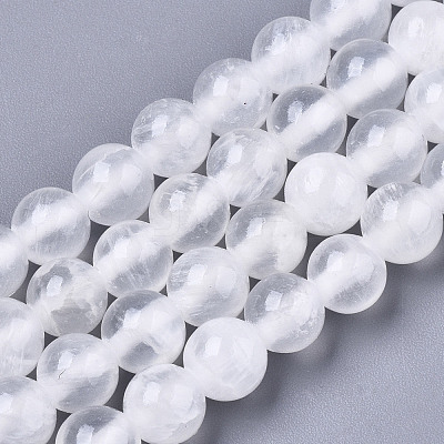 Natural Selenite Beads Strands G-N328-025C-01-1