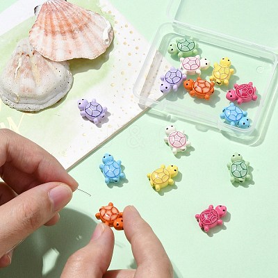 14Pcs 7 Colors Spray Painted Alloy Beads with Glitter Sheet FIND-CJ0003-39-1