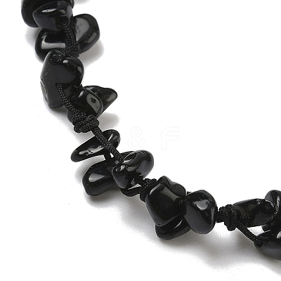 Chip Natural Obsidian Beaded Anklets AJEW-PH01371-08-1
