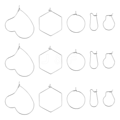 100Pcs 5 Style 304 Stainless Steel Hoop Earrings STAS-UN0045-56-1